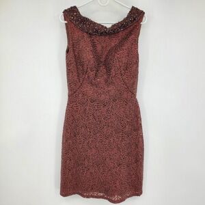 Ivonne D Mon Cheri Embellished Cocktail Dress Brown Formal Event Size 10